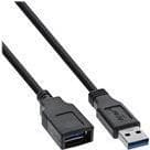 INLINE - USB forlængerkabel - USB Type A (M) til USB Type A (W) - USB 3.0 - 5 m - Sort