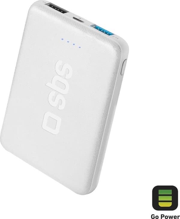 SBS Pocket Dual USB Power Bank 5.000 mAh - Hvid