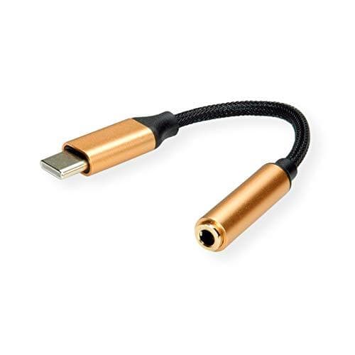 ROLINE 12.03.3223 mobiltelefonkabel sort - guld 0,13 m USB C 3,5 mm (12.03.3223)
