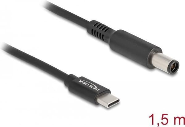 Delock kannettavan tietokoneen latauskaapeli USB Type-C™ -uros ja Dellin 7,4 x 5,0 mm uros (87975)