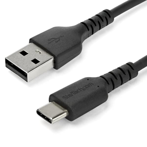 StarTech 1 m / 3,3 jalkaa USB 2.0 - USB C -kaapeli - musta - Aramidikuitu - USB-kaapeli - USB (M) suoraan USB-C:hen (M) suoraan - Thunderbolt 3 / USB