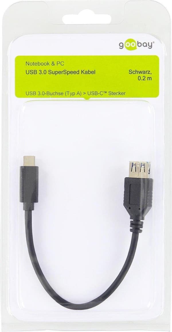Synkronisera och ladda Super Speed USB-C™ till USB A 3.0 förlängningskabel