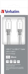 Miniatyrbillede 1 af 7: Verbatim rustfrit stål synkroniserings- og opladningskabel USB-C til USB-C - USB 3.1 - 30 cm