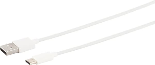 S/CONN maximal anslutning USB-laddningssynkkabel, USB A hane till USB-C hane, 2.0, ABS, vit, 1.0m (14-13041)