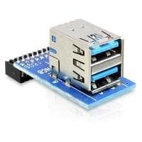 DELOCK USB3.0-pin header-stik > 2 x USB3.0-stik - USB-adapter - over, den ene over den anden (41865)