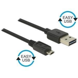 DeLOCK - USB-kaapeli - USB (M) - Micro-USB Type B (M) - USB2.0 - 3,0 m - käännettävä liitin - musta (83851)