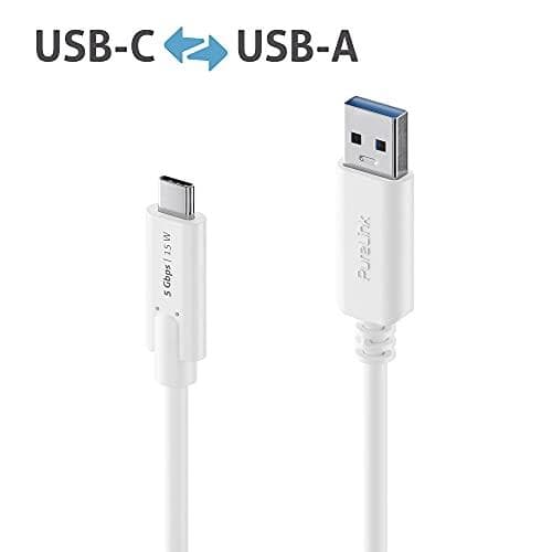 PureLink iSeries - USB-kabel - USB-C (M) till USB Typ A (M) - USB 3.1 - 1,5 m - USB-strömförsörjning (3A, 60W) - vit