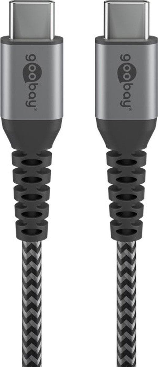 USB-C-USB-C-kaapeli - USB2.0 - jopa 20V/3A / nylon - 2 metriä