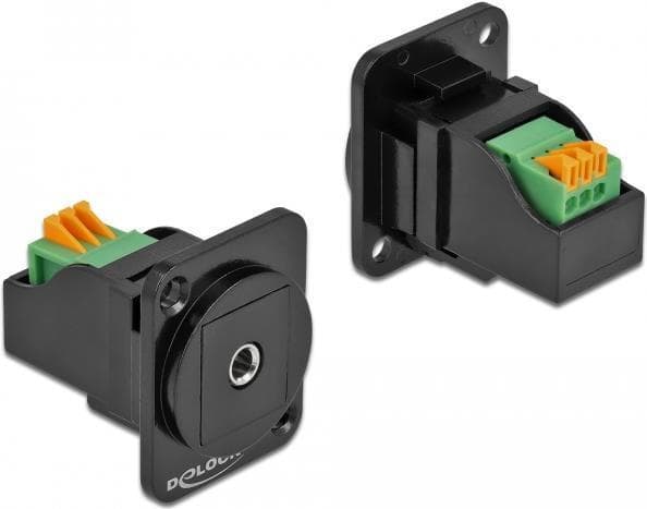 Delock D-Type modul 3,5 mm 3-benet stereostik hun til klemrække - modulær frontplade snap-in - kan monteres på panelet - minitelefon stereo 3,5 mm - s
