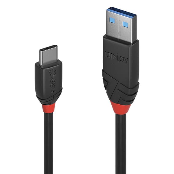 Lindy Black Line - USB-kabel - USB-C (M) til USB Type A (M) - USB 3.1 Gen 2 - 3 A - 1,0 m - Rund - Sort (36916)