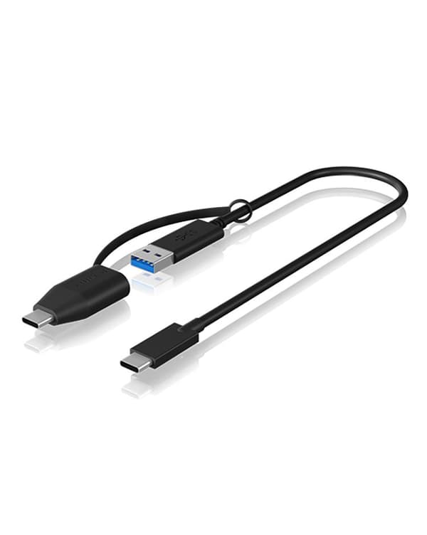 RaidSonic ICY Box-kabel IB-CB033, USB-C USB-A + USB-C, svart, 35 cm
