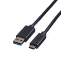 Pikkukuva 1 / 3: ROLINE - USB-kaapeli - USB-tyyppi C (M) - 9-nastainen USB-tyyppi A (M) - 1 m (USB 3.1) - valettu - musta (11.02.9011)