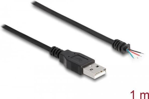 Delock - USB kabel - USB (M) til uden stik - USB 2.0 - 1 m - sort