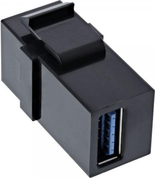 InLine 76202L USB 3.0 Keystone Snap-In-indsats, USB-A hun/hun, sort