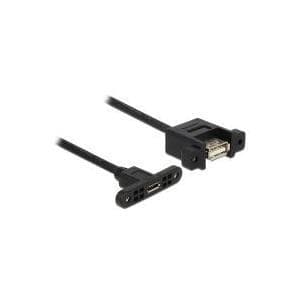 DeLOCK Panelfäste - USB-kabel - Micro-USB (F) - USB (F) - 1,0 m (USB/USB2.0) - svart (85110)