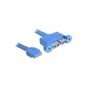 DeLOCK USB3.0-stifthuvud - USB-kabel internt till externt - 9-stifts USB typ A (F) - 45 cm (USB3.0) - Blå (82941)