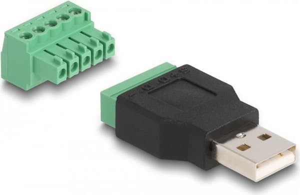 Delock USB 2.0 Type-A han til klemrække adapter 2-delt (65971)