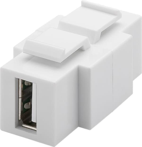 Goobay 79930 USB 2.0 keystone-modul med snap-in-enhed, USB 2.0-stik > USB 2.0-stik, montering på begge sider, plastikhus, hvid, (type A)