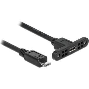 DeLOCK - USB-förlängningskabel - Micro-USB Typ B (M) till Micro-USB Typ B (W) panelmonterbar - USB2.0 - 1.0m - svart (85246)