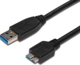 M-CAB - USB-kabel - USB Typ A (M) till Micro-USB Typ B (M) - USB 3.0 - 1 m - Svart
