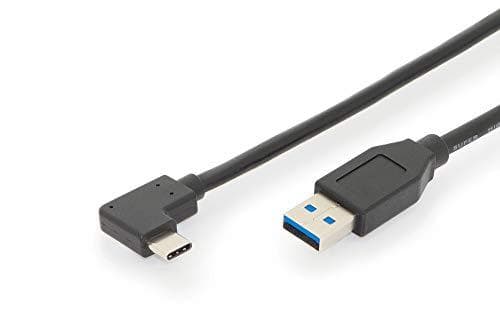 ASSMANN AK-300147-010-S, USB 3.1 anslutningskabel, USB Type-C till USB A (hane [90°]/hane), 3A, 10 Gbit/s, 1,0 meter, svart