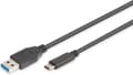Pikkukuva 1 / 4: Digitus 1m, USB3.0-C/USB3.0-A USB-kaapeli USB 3.2 Gen 1 (3.1 Gen 1) USB C USB A Musta