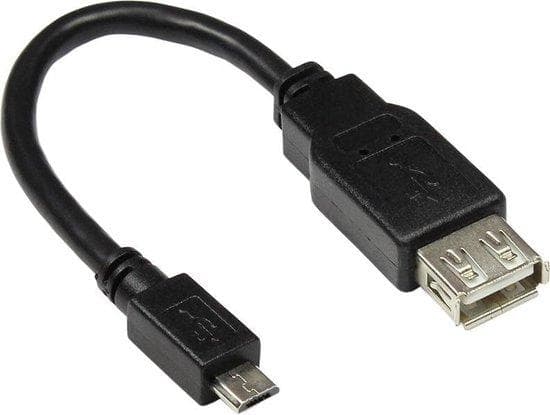 USB-OTG (on-the-go) adapterkabel, mikro-USB-kontakt typ B till USB-uttag typ A 2.0, svart, 0,1 m, Good Connections®