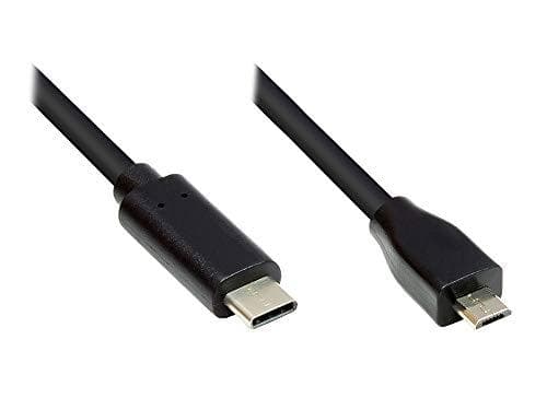 Bra anslutningar USB 2.0-anslutningskabel - USB-C-kontakt till USB 2.0 Micro B-kontakt - COPPER CONDUCTOR, dubbel skärmning, 480 Mbit/s dataöverföring