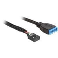 DeLOCK - Internt USB-kabel - 9-benet USB-header (W) - 19-benet USB3.0 hanstik (M) - 60 cm - sort (83777)