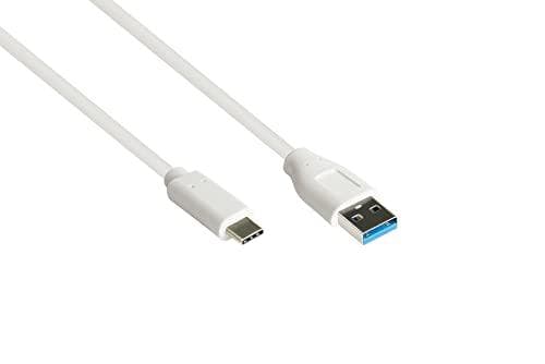 Gode forbindelser USB 3.2 Gen.2 kabel - 10GBit/s / 3A - stik A til USB-C™ stik - højkvalitets KOBBERLEDNING - hvid - 1m