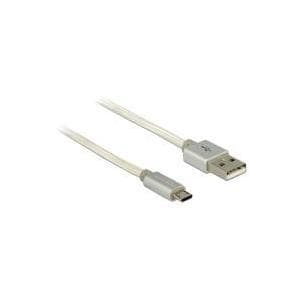 DeLOCK - USB-kaapeli - USB (M) - 5-nastainen mikro-USB tyyppi B (M) - 2,0 m (USB/USB2.0) - valkoinen (83917)