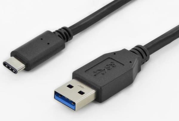 Digitus DK-300136-010-S USB-kaapeli 1 m USB 2.0 USB C USB A Musta