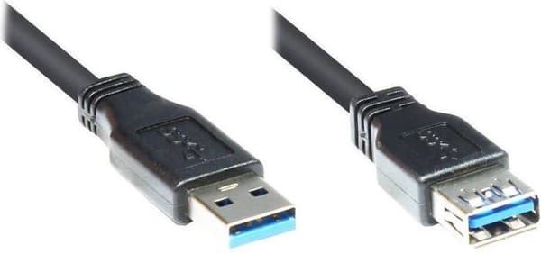 Hyvät liitännät USB-USB jatkokaapeli - USB3.0 - jopa 0,9A / musta - 1,8 metriä
