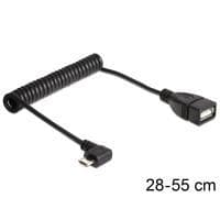DeLOCK - USB-kabel - 5-stift mikro-USB typ B (M) - USB typ A, 4-stift (W) - 50 cm (USB2.0 OTG) - lindad, 90 graders anslutning (83354)