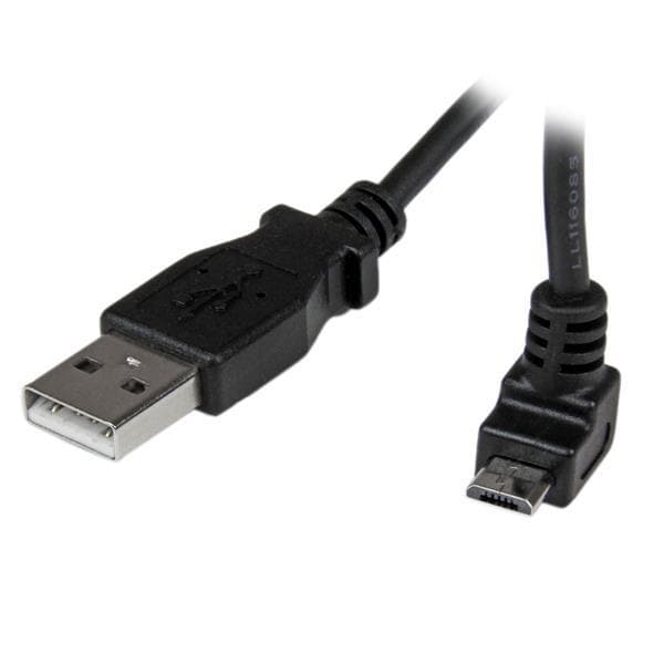 StarTech.com 1m USB 2.0 A till Micro B-kabel vinklad upp - Svart - USB A / Micro B-datakabel / anslutningskabel