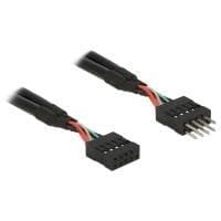 DeLOCK USB2.0-stifthoved - Internt USB-kabel - 10-bens USB-hoved (M) - 10-benet USB-hoved (W) - 10 cm (USB/USB2.0) - Sort (83872)