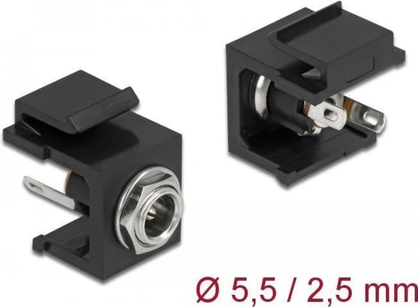 Delock Keystone -moduuli - Modulaarinen tulo - DC-virtalähteen liitäntä 5,5 mm (ID: 2,5 mm) - musta (86850)