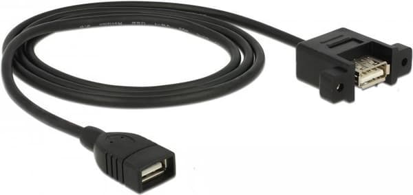 DeLOCK - USB-kabel - USB (W) til USB (W) panelmonterbar - USB 2.0 - 1 m - sort