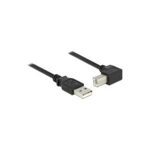 DeLOCK - USB-kabel - USB2.0 typ A, 4-stift (M) - USB2.0 typ B (M) vinklad 90° - 2,0m - svart (83528)