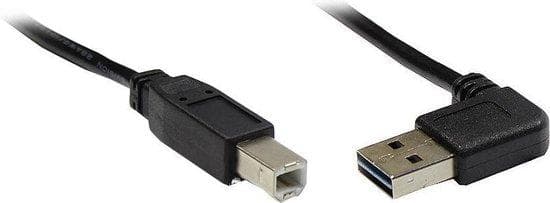 Anslutningskabel USB 2.0 EASY plug A till plug B, vinklad, svart, 5m, Good Connections® (2510-EU05W)