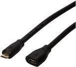 Logilink - USB-förlängningskabel - Micro USB Typ B (M) till Micro USB Typ B (W) - USB 2.0 - 3 m - Svart (CU0124)