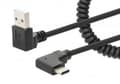 Miniatyrbild 1 av 6: MANHATTAN lindad USB-A till USB-C-laddningskabel USB Typ-A hane till typ-C hane 1 m knutfri ringad design vinklad kontakt ingen dataöverföring Svart (