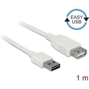 Delock 85199 1 m USB A USB A han-hvidt hun-kabel USB - kabel USB (1 m, USB A, USB A, 2.0, han/hun, hvid)