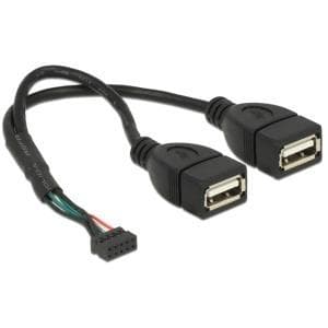 DeLOCK - USB-kabel internt til eksternt - 10-bens USB-header (F) til USB (F) - 20 cm - sort (84933)