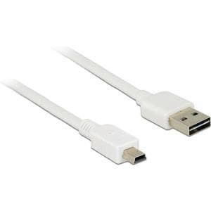 DeLOCK Easy - USB-kabel - USB (M) vändbar till mini-USB, typ B (M) - USB2.0 - 50cm - vit (85159)