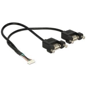 DeLOCK - USB-kabel intern till extern - 8-stift USB2.0 header (F) till USB (F) - 25cm (USB/USB2.0) - svart (84839)