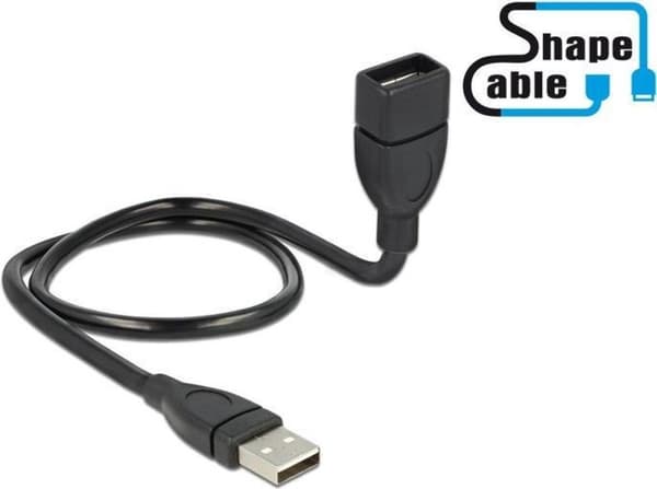 Delock 50 cm USB 2.0 ShapeCable-Verlängerung [USB 2.0 Typ A Plug - USB 2.0 Typ A Buchse]