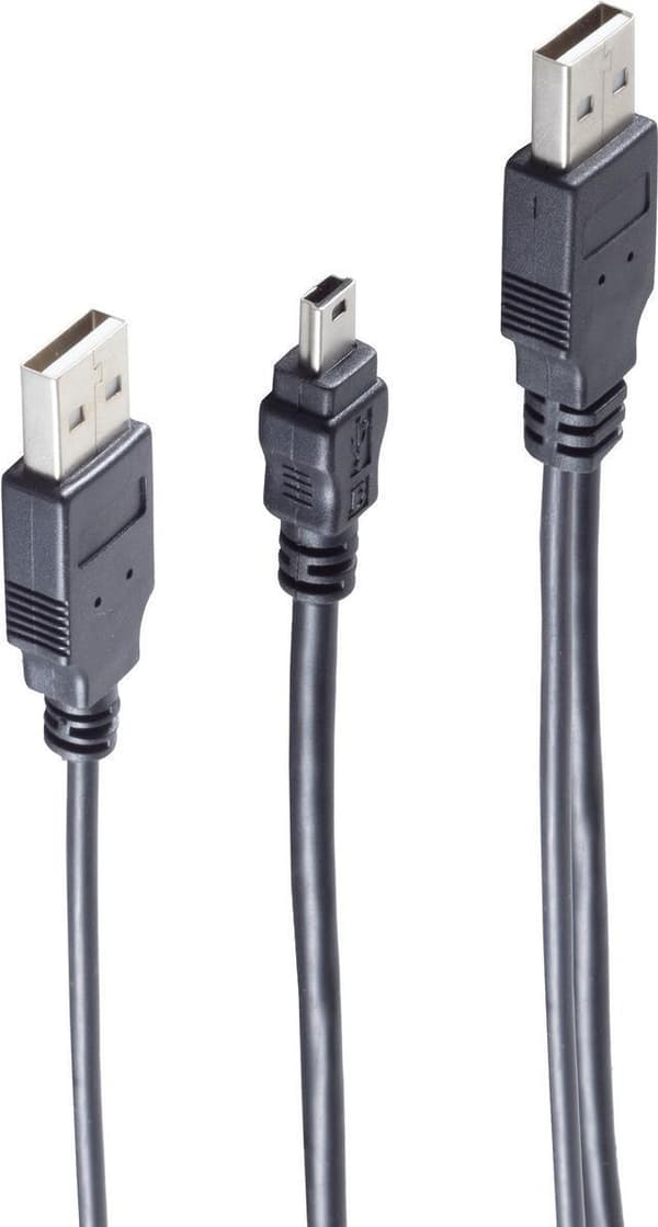 shiverpeaks ®-BASIC-S-USB-Y strømkabel, 2 x USB A-stik til USB-B-Mini 5-benet stik, USB 2.0, 1,0 m (BS77151)