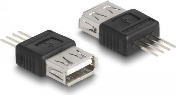 Delock - USB-adapter - 4-benet (M) til USB (W) - USB2.0 500 mA (66653) Sort, Sølv