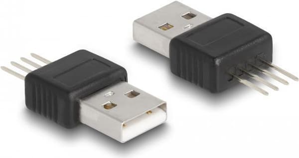 Delock - USB-adapter - 4-benet (M) til USB (M) - USB2.0 500 mA (66683) Sort, Sølv